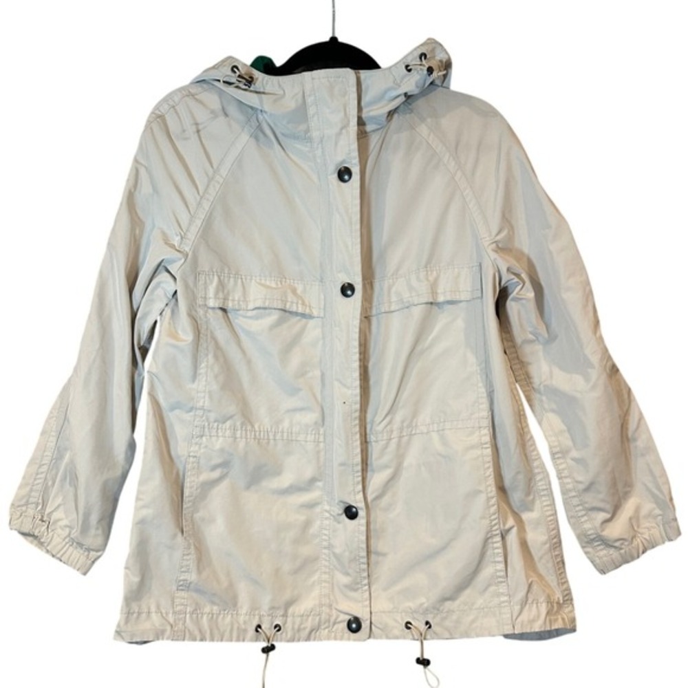 COACH Hooded Raincoat Lightweight Slicker Jacket‎ Sz XS Netural Full Zip Luxury